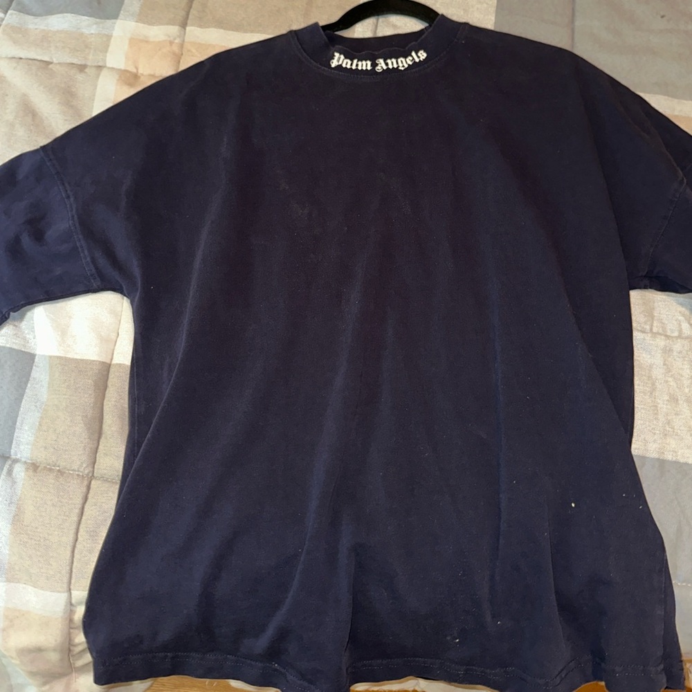 Palm Angels Logo T-Shirt Navy Oversized